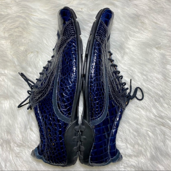 SOLD! 10 Giorgio Brutini Rare Blue Genuine Snake skin Oxford DJ Rectangle P-ownd - Picture 5 of 7